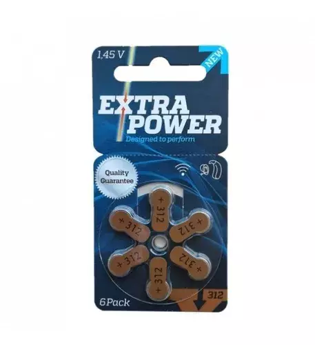 Pilhas Para Aparelho Auditivo - Tamanho 312 - Extra Power - Cartela c/6 unidades