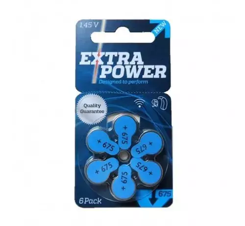 Pilha Para Aparelho Auditivo - Tamanho 675 - Extra Power - Cartela c/ 6 Unidades