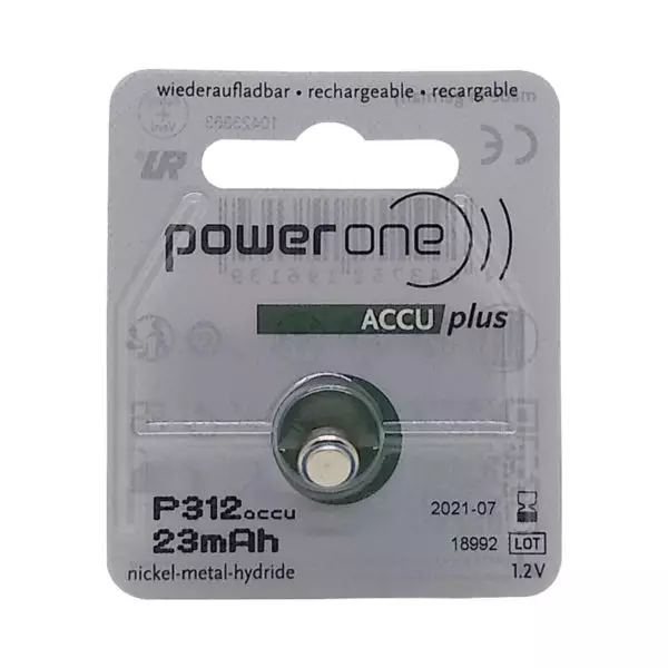 PILHA RECARREGÁVEL P312 - BATERIA POWER ONE ACCU PLUS